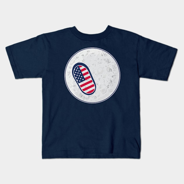 Footprint on the Moon.Stars and Stripes Kids T-Shirt by FunawayHit